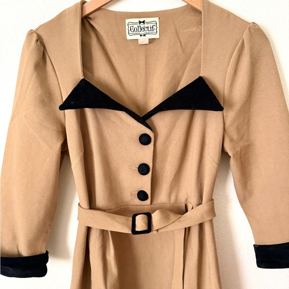 Collectif Tan and Black Midi Dress